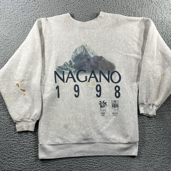 Vintage 90’s Nagano Japan 1998 Olympics Sweatshirt Large Boxy Pullover Crewneck - Picture 1 of 11
